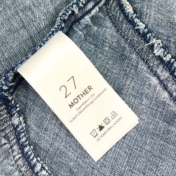 MOTHER The Ruffle Denim Mini Skirt Threading The Needle Blue Wash Size 27 - Picture 4 of 7